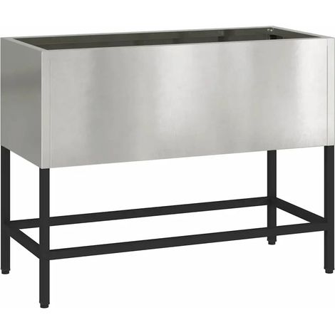 Jardinera elevada moderna rectangular 60 x 26 x 45 cm resistente a la intemperie de acero inoxidable plateado 020052099 (1/5)