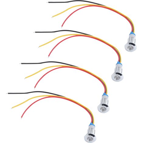 Jeu de 4 voyants LED 220V 8mm métal étanche, témoin lumineux bicolore rouge/jaune, anode commune, signal 2 couleurs pour panneau. (1/5)
