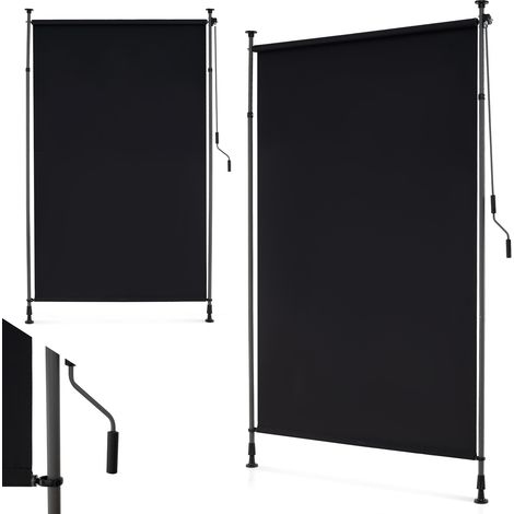 Store Auvent Vertical Manivelle Hauteur Réglable 150 X 220-310 CM, Store Extérieur Rétractable Sans Perçage, Écran Intimité pour Balcon, Noir (1/5)