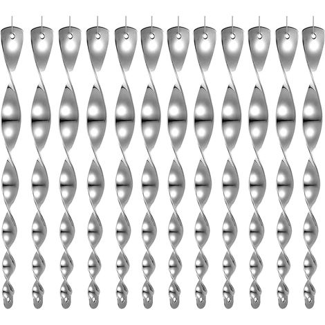 12 Pièces Répulsifs Oiseaux Reflechissants, Effaroucheur Oiseaux 360 Degrés Spirale Réfléchissante, Repulsif Anti Oiseaux, Spirale Anti-Oiseaux pour Balcon, Arbres Fruitiers, Potager (1/4)