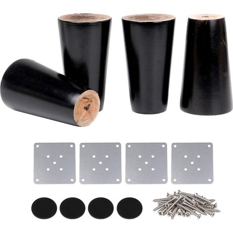 Pieds de table en bois noir de 3,94 x 2,36 pouces, avec base et vis. (1/5)