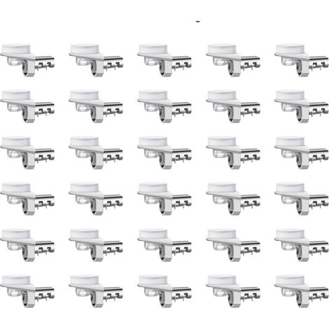 Lot de 30 clips pour étagères avec ventouses, supports 5 mm pour verre et bois, inox