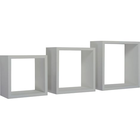 Set 3 Mensole da Parete Cubo in Fibra di Legno Incubo Grigio Sasso (1/5)