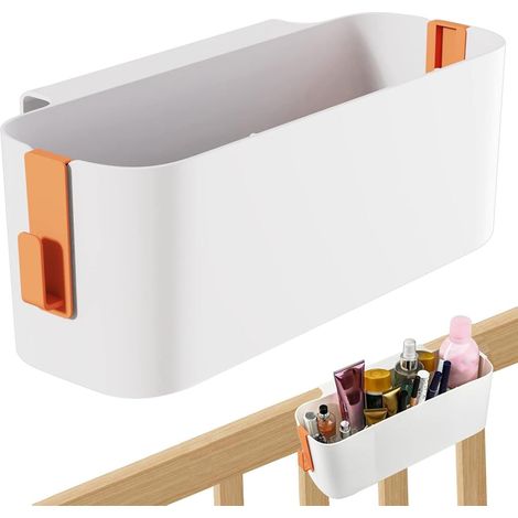 1 Panier de rangement à suspendre, polypropylène, 2 crochets amovibles, organisateur pour chevet, salle de bain (1/5)