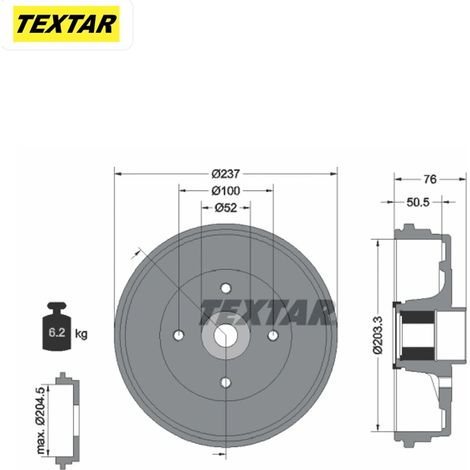 Lot de 2 Tambours de frein Textar 94041400 RENAULT 432021782R 8200276843