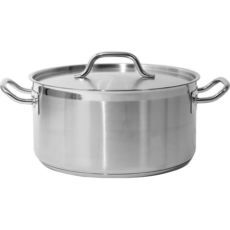 Niedriger Profi-Kochtopf mit Deckel 32x16 cm, 12,9 l, Edelstahl 21/0