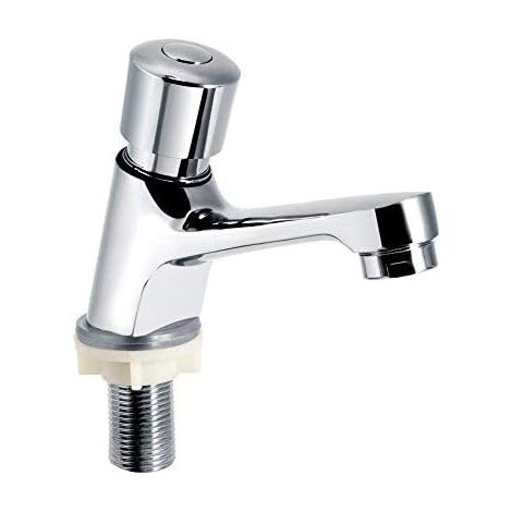 Tap Plated Self Closing Basin Faucet Public Kitchen Bathroom Chrome Sink Water Saving Time Delay