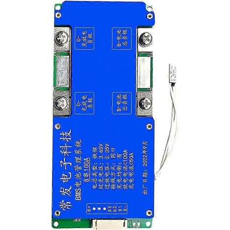 Carte de protection pour batterie LiFePO4 8S 24V 100A, avec port d'égalisation, contrôle de température et BMS, compatible avec les onduleurs UPSWHBYV simples. (1/4)