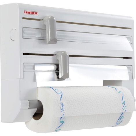 Leifheit Portarotoli Parat ComfortLine per 3 rotoli, Taglia rotoli preciso e sempre pulito, Portarotolo cucina per carta, pellicola e alluminio (1/4)