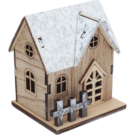 Casa De Muñecas - Luz LED Navideña En Madera - Accesorio Para Maqueta De Casa En Escala 1:18 - Decoración Navideña (1/5)