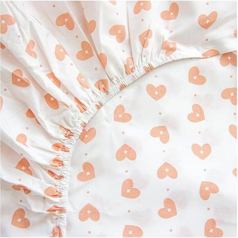 Drap Housse - COTE DECO - 90x190 cm - Bonnet 25cm - Motif cœurs roses - Microfibre 72g