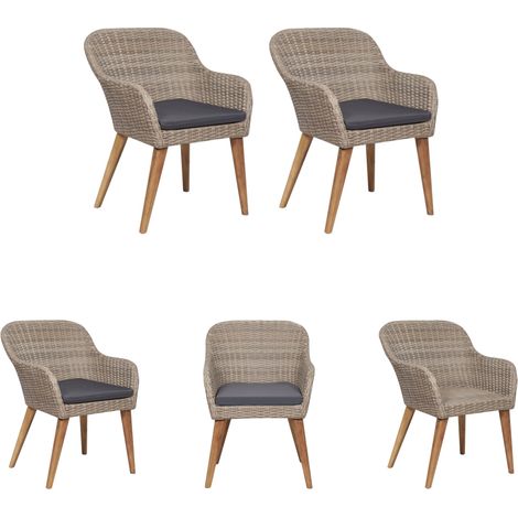 Gartenmöbel - vidaXL Gartenstühle mit Polstern 2 Stk. Poly Rattan Braun - Balkonstühle (1/5)