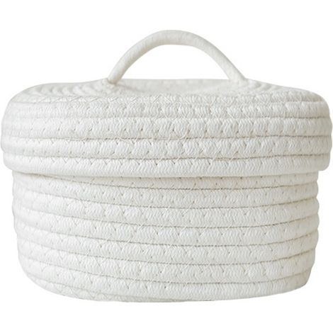 Kosmetikkorb mit Deckel – Klassisches Modell – Strapazierfähiger Baumwollstoff – Maße: 25 x 20 x 13 cm – Weiß oder Braun – 1 Stück (1/5)