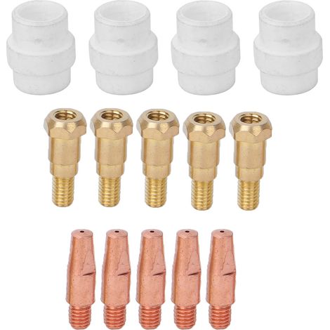 Ensemble de 14 pièces comprenant des embouts de contact/distributeurs de gaz/porte-buses pour torche de soudage MIG Binzel 24KD (0,8 mm)