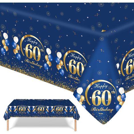 Tischdecke 60. Geburtstag 2 Stück, Blau-Gold, 137x274 cm, Party Deko