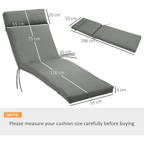 Coussin pour chaise longue de jardin, housse en polyester, gris foncé, 196 x 55 x 8 cm (1/5)
