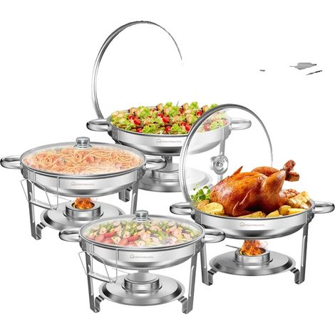 Ensemble de plat à réchaud, acier inoxydable, capacité de 5 quarts, 5 Qt 4 Pack (1/2)