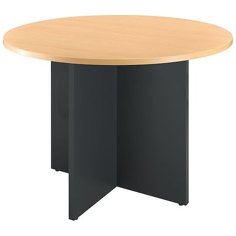 Table ronde 100 cm plateau blanc pieds croix anthracite Essens - Maxiburo