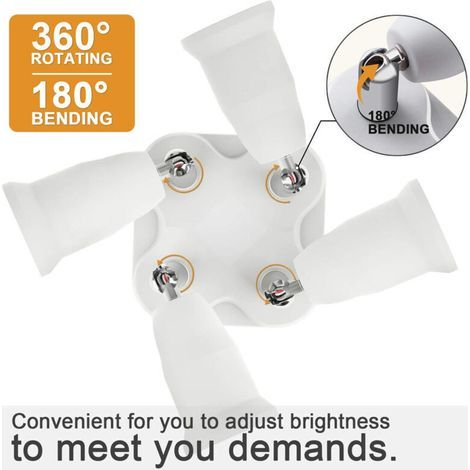 Adaptateur Répartiteur Douille E27 4 en 1 Prise Lustre Convertisseur 10,5 12,5 cm (1/3)