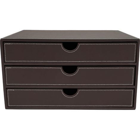 Organiseur de fichiers à 3 niveaux, café, organisateur de rangement de dossiers, En polyuréthane, Pour salle de classe, bureau, bureau - 33 x 25 x 18 cm (1/5)