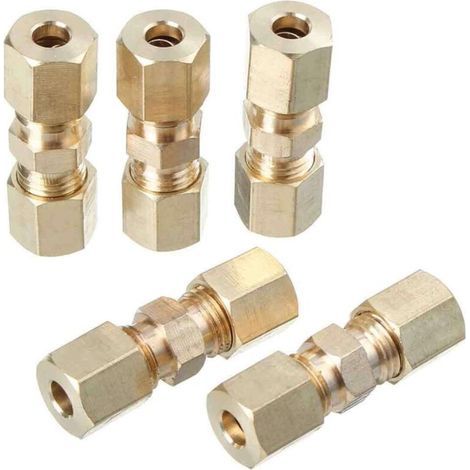 Raccord de Compression en laiton connecteur droit Union de ligne de frein hydraulique 3/16 pouces 5 pièces (1/4)