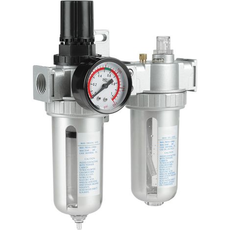 Kit d'outils pour filtre de compresseur d'air 1/2" avec manomètre, piège à huile et régulateur d'eau (1/5)