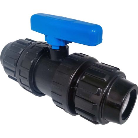 RIEGOPRO Vanne PE Fitting pour tuyaux d'irrigation en polyéthylène. Robinet d'arrêt avec connexion directe au tuyau en polyéthylène (32 mm) (1/2)