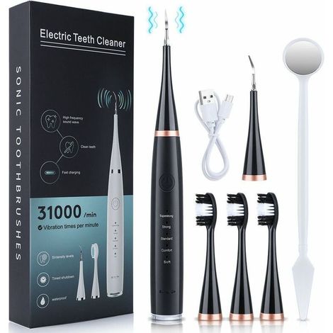 Détartreur dentaire à ultrasons, détartrant, détartreur dentaire, appareil de beauté des dents, nettoyant anti-tartre - noir