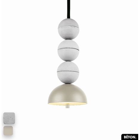 Lampe de suspension en béton - BOSFOR CONCRETE BLANC - PEYOTE 3 BALLES LED 14W (1/2)