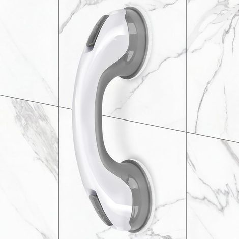 Duschhaltegriff (1 Stück) – Geeignet für Badewannen und Duschen, 30 cm langer Haltegriff für Badezimmersicherheit mit starken Saugnäpfen (grau). (1/5)