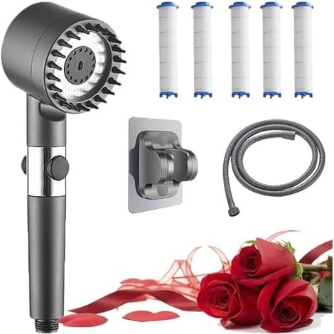 Multifunktionaler Duschkopf füR Massage und Hautpflege, Duschkopf, Mit Filter Hochdruck Handbrause mit Filtration in 15 Schichten 4 Strahlarten (1pcs)