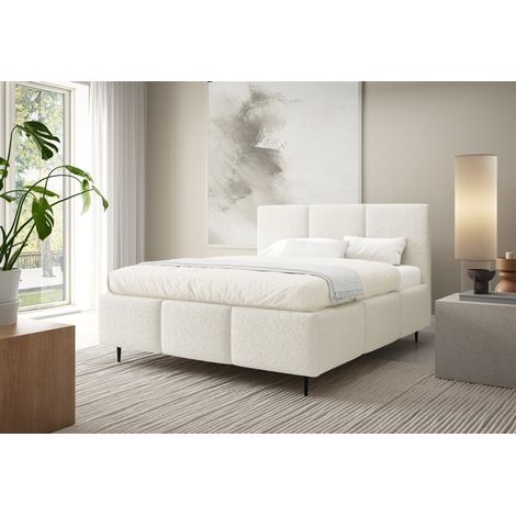 Polsterbett Schlafzimmerbett MIAMI Komplettset 140x200cm in Stoff Lambi Creme