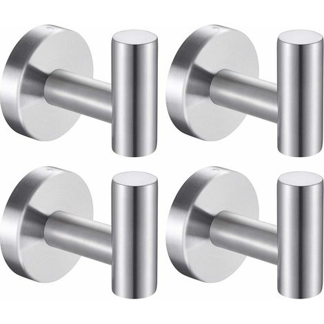 Bath Towel Hooks Hook Holder Wall Rack Heavy Duty Wall Hooks SUS 304 Stainless Steel Coat Rack Bathroom Closet Door Bedroom Hotel Kitchen Garage Swimming Pool Set of 4 (Silver) (1/5)