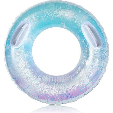 Aufblasbarer Schwimmring – Transparenter Schwimmring mit bunten Pailletten – Für Pool, Strand, See – Erwachsene und Kinder ab 6 Jahren – 1 Stück (1/5)