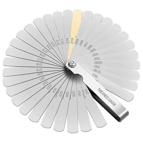 Jauge d'Épaisseur, 32 Lames Jeu Cale Soupape En Acier Inoxydable, Marquage Métrique/impérial, Pour Mesurer L'écart Largeur, Pour la moteur/bougie/soupapes. (1/4)