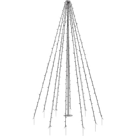 ECD Germany Fahnenmast Lichterkette, 10 Stränge à 8 Meter mit 360 LED in Warmweiß für Bäume, inkl. 10 Heringen und 10 Kabelbindern, Schwarz, IP44, Außen, Fahnenstangen Beleuchtung Außenbeleuchtung (1/5)