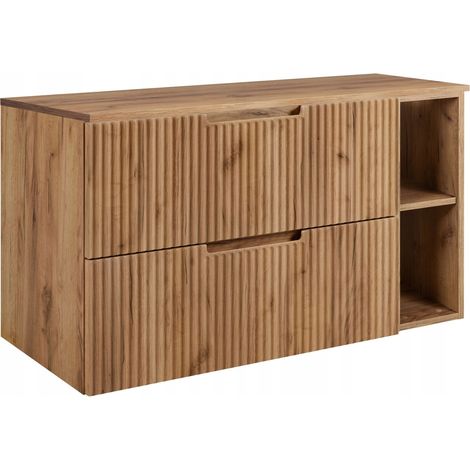 Meuble de Salle de Bain Vena - 100 cm - Chêne Craft Doré - Design Moderne - Tiroirs Soft Close