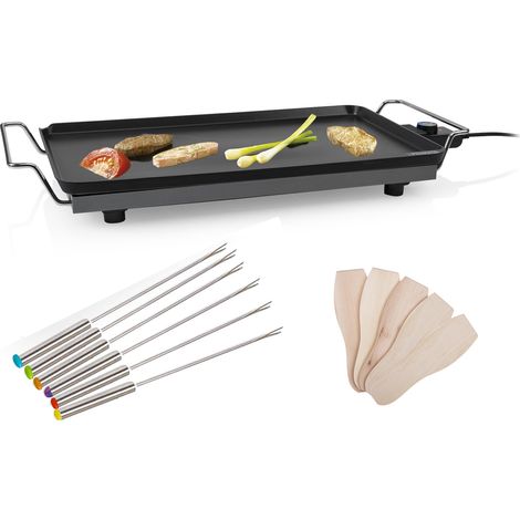 Teppanyaki Tischgrill Grillplatte 60x36cm & 6 Teppan Yaki Gabeln 2500W (1/5)