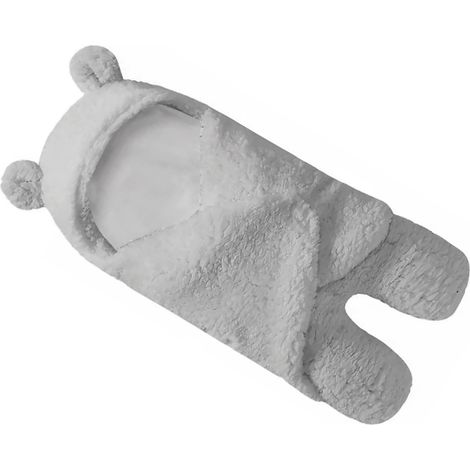 Babydecke, Schlafsack, ultraweich, niedliche Bärenform, Plüschdecke für Winter und Herbst, Hellgrau, Einheitsgröße (1/5)