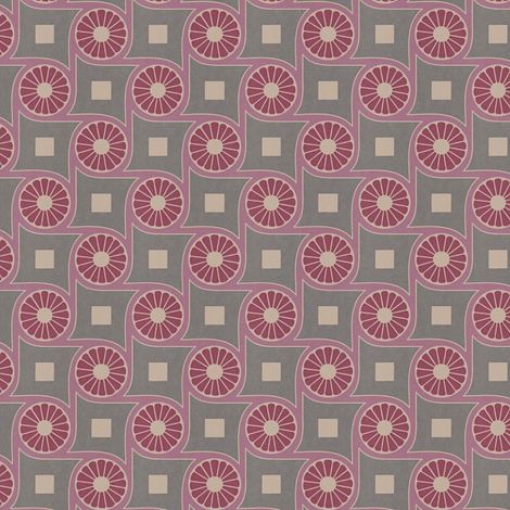 Retro Tapete Profhome 390602 Vliestapete glatt mit geometrischen Formen matt grau wein-rot beige-grau lila 5,33 m2