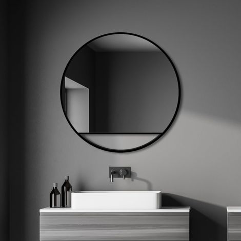 Miroir Mural décoratif Noir Mat Ø 80 cm (1/5)