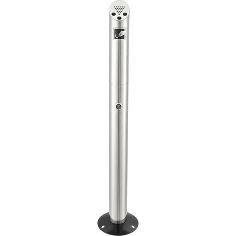 Cendrier Extérieur Mégots de Cigarette sur Pied – Acier Inoxydable 304 Antirouille, Capacité 2 L, Serrure à Clé, Triple Ouverture Coupe-Feu, Base Antidérapante, Intérieur/Extérieur, 92 cm (1/5)