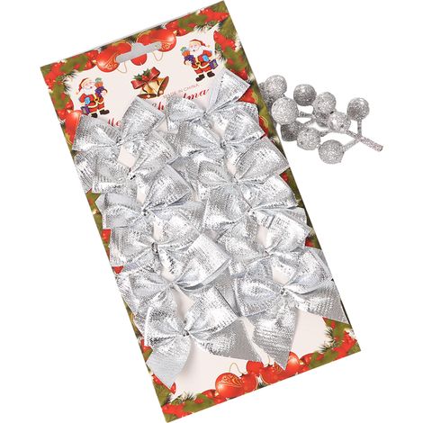Nœud Papillon Noël - Décoration Arbre de Noël en Velours - Pour Cadeaux Fêtes Mariages Jardin Intérieur - Lot de 12 (1/5)