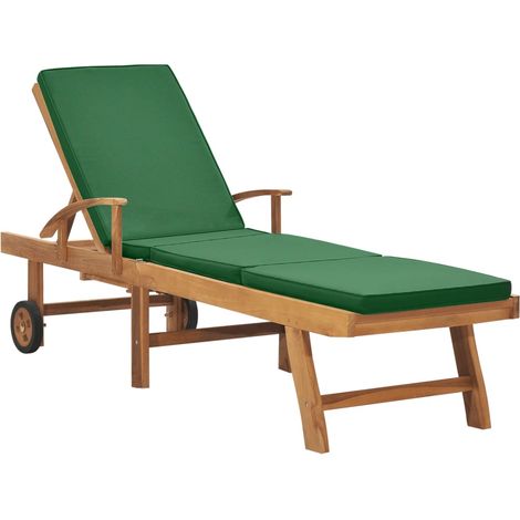 Sdraio sedia a sdraio lettino da giardino lettino da giardino terrazza mobili da esterno con cuscino legno massello di teak verde 020012432