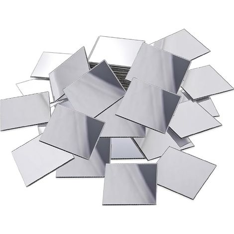 Lot De 200 Mini Miroirs Carrés Autocollants Acrylique Argent 2,5cm Mur (1/5)