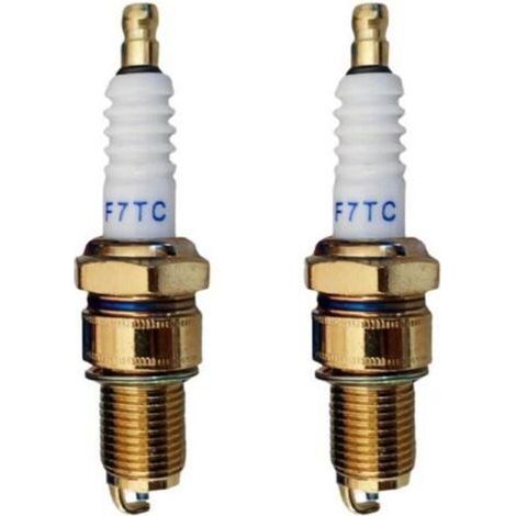 Bougie d'allumage, bougie d'allumage métallique, bougie d'allumage à électrode, bougie d'allumage de moteur, bougie d'allumage de tondeuse à gazon, bougie d'allumage F7TC (2 pièces) (1/5)