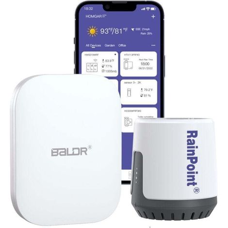 RAINPOINT - Pluviomètre numérique Wi-Fi sans fil pour une surveillance précise des précipitations via Smart Gateway Hub (inclus) - WiFi 2,4 GHz uniquement