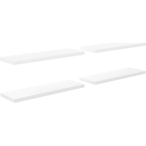 vidaXL Scaffali a Parete 4 pz Bianco Lucido 120x23,5x3,8 cm in MDF