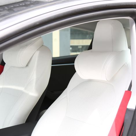 Repose-tête voiture en cuir blanc pour siège conducteur, lot de 2 (1/5)