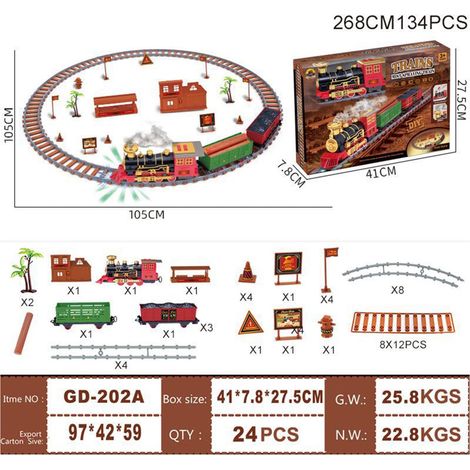 Train Jouet - Ensemble Ferroviaire avec Lumières et Sons - Piste Réglable sur Batterie - Pour Décoration de Sapin de Noël - 1 Set (1/5)